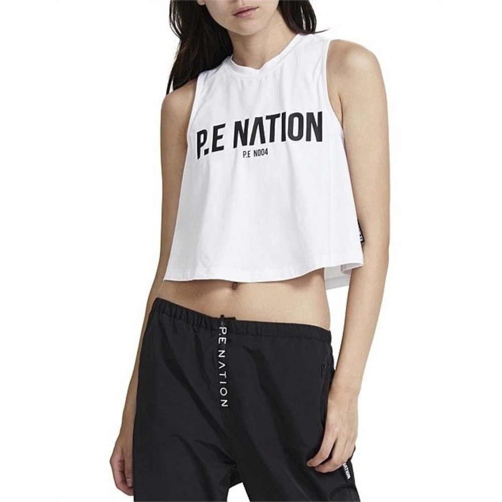 P.E Nation Women's White Sleeveless Fastest Lap Tank Top Size Small